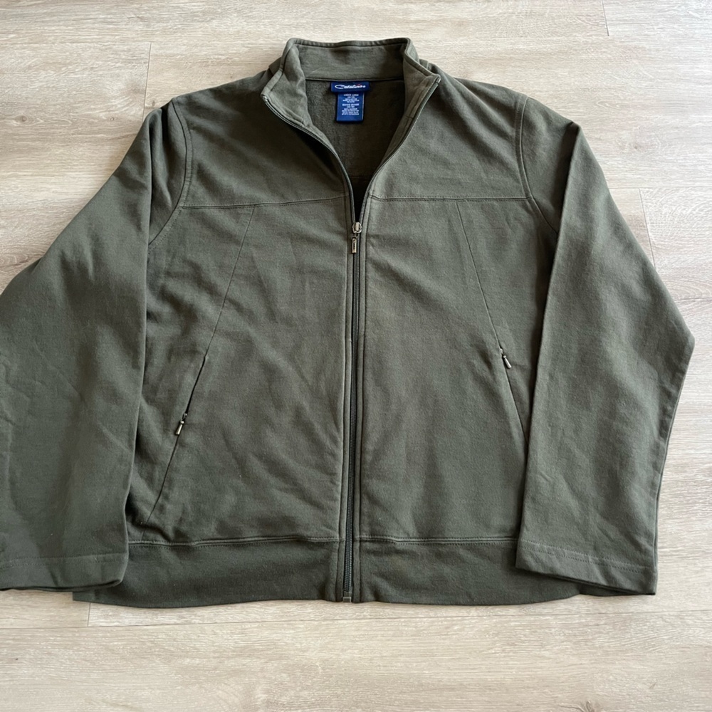 Vintage Catalina Women's Olive Green Full Zip Sweater Cotton SZ L